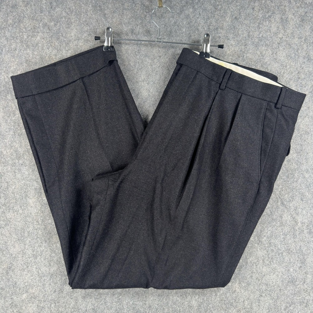 Paul‎ Stuart Dress Pants Mens 40x30 Gray Wool Pleated Cuffed Lined Super 150s